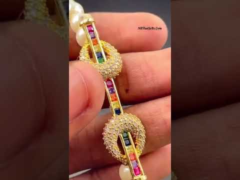 Princess White Cubic Zirconia Platinum Silver Pearl Bracelet Bulk