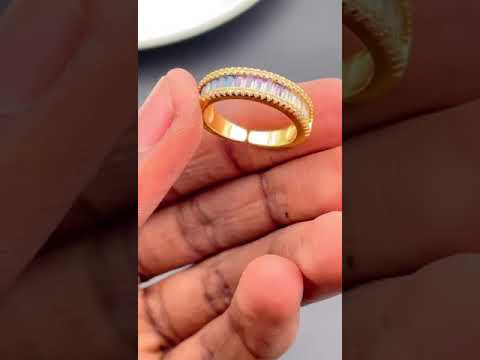 Graduating Shades Of Blue Purple Zircon Gold Copper Ring Bulk