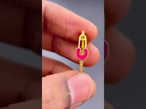 Safety Pin Gold White Enamel Copper Adjustable Band Ring Women Bulk