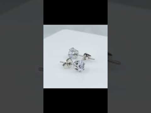 Solitaire 6 Mm Round Cut Cz Stainless Steel Ear Stud Pair Earring
