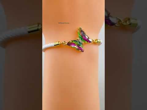 Butterfly Copper Multicolour White Crystal Thread Slider Bracelet Bulk