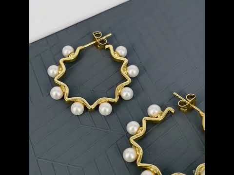 Round Gold Pearl Dangler Earring For Women Bulk