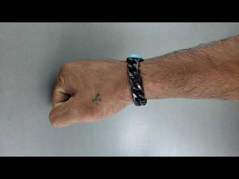 Salman Khan Curb Black Turquoise Black Stainless Steel Bracelet Bulk