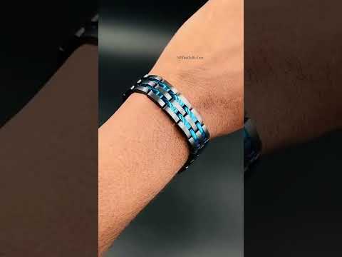 Blue Black Stainless Steel Magnet Health Therapy Bio Energy Bracelet
