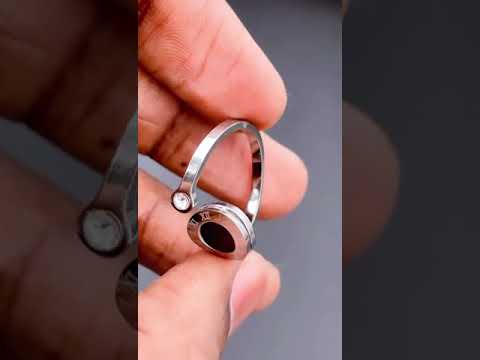 Roman Numbers Circle Black Silver CZ Stainless Steel Ring Bulk