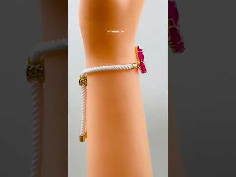 Butterfly Copper Rani Pink White Crystal Thread Slider Bracelet Bulk