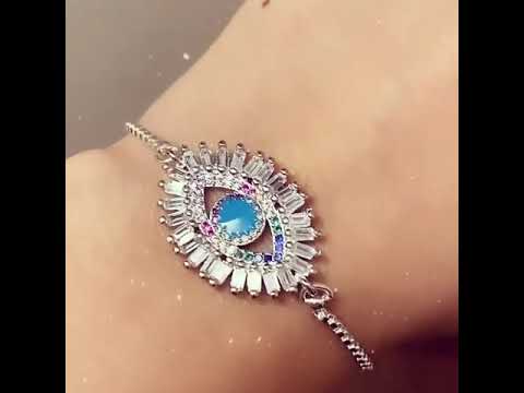 Turkish Evil Eye Lucky CZ American Diamond Slider Bracelet Bulk
