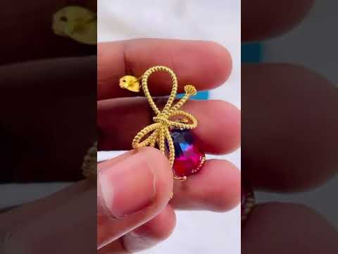 Rope Ribbon Blue Pink Crystal 18K Gold Dangle Drop Earring Women Bulk