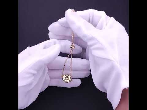 Colourful Rainbow Gold Initial Alphabet Letter Cz Slider Bracelet