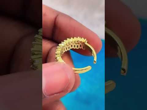 Ruby Red Cubic Zirconia Crystal Baguette Gold Adjustable Ring Bulk