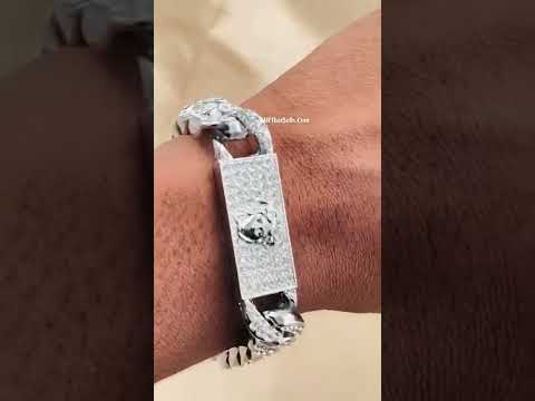 Hip Hop Iced Out Alloy Cuban Curb Gold Rhinestone Studded Chunky ID Bracelet For Men