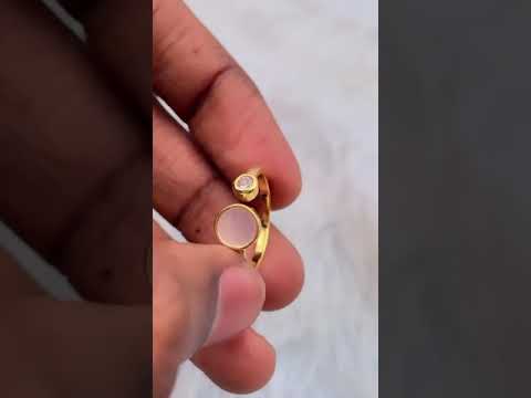 Round Mother Of Pearl White Gold Free Size Adjustable Ring Women Bulk