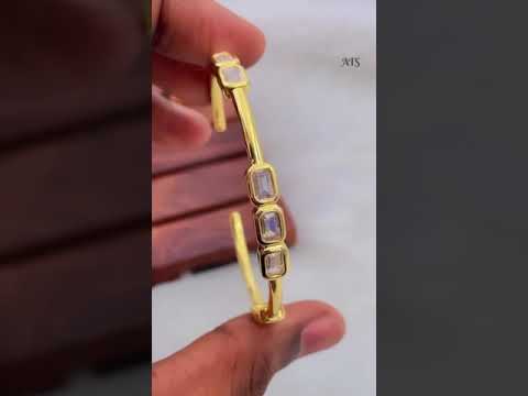 Emerald Cut Cubic Zirconia 18K Gold Open Copper Kada Bangle Women Bulk