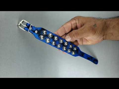 Casual Burnt Blue Black Handcrafted Leather Wrist Band Biker Bracelet