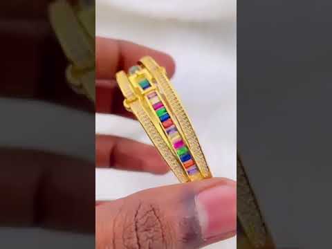 Belt Buckle Rainbow Multi Color 18K Gold Openable Kada Bangle Bulk