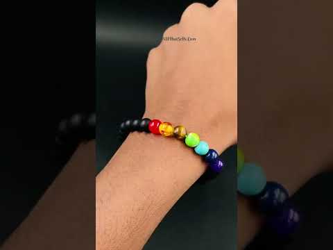 7 Chakra Reiki Healing Yoga Meditation Lava Onyx Beads Bracelet Bulk