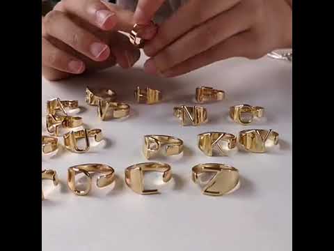 A Initial Letter Alphabet Name Hollow Chunky Gold Ring Bulk