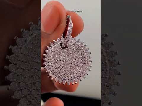 Sky Blue Gold Pave Cubic Zirconia Hoop & Drop Earring Pair Women Bulk