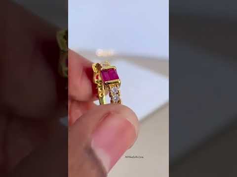 Smart Emerald Green Cubic Zirconia 18K Gold Open Back Ring Women Bulk