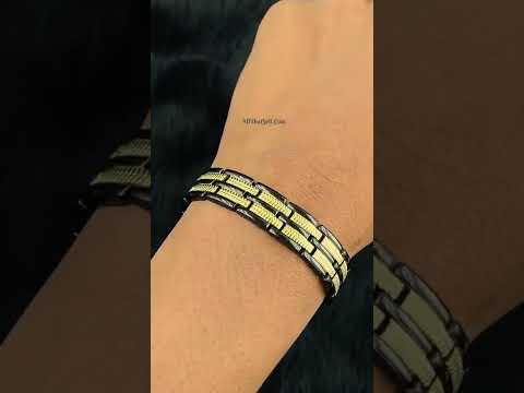 Titanium Stainless Steel Black Gold Magnet Health Therapy Bio Energy Bracelet Men