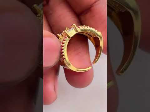 Rainbow Multi Color Fancy Cubic Zirconia Heart 18K Gold Ring Bulk