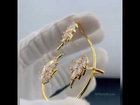 Floral Cubic Zirconia Marquise 18K Gold Copper Ear Cuff Earring Bulk