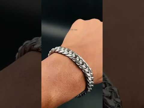 316L Stainless Steel Classic 3D Curb S Rhodium Plated Bracelet Bulk