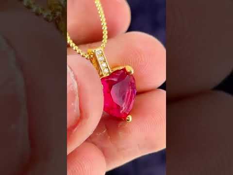 Solitaire Heart Cubic Zirconia 18K Gold Copper Pendant Chain Bulk