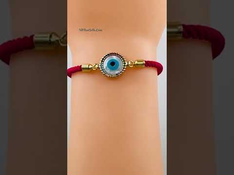 Rainbow Evil Eye Copper Gold Red Cubic Zirconia Thread Bracelet Bulk