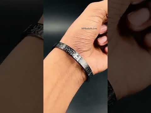 Stainless Steel Designer Black Oval Macho Kada Bracelet For Men Bulk