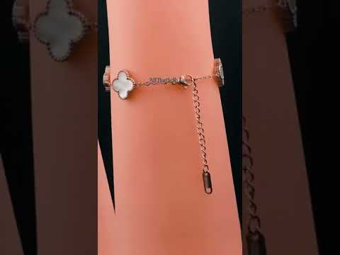 Copper White Rose Gold Clover Bracelet For Women Bulk