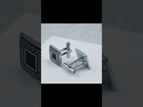 Square Black Stripes Cufflinks In Box Bulk