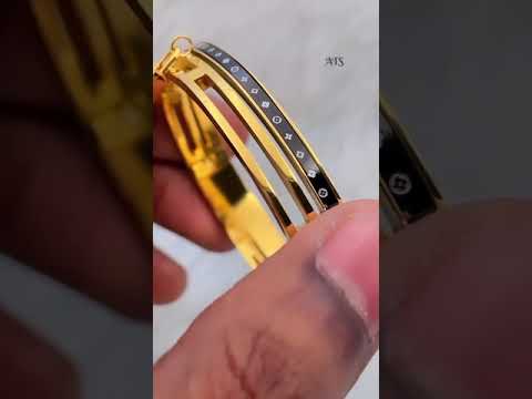 Lock Enamel Luxury 18K Gold Stainless Steel Kada Bracelet Women Bulk