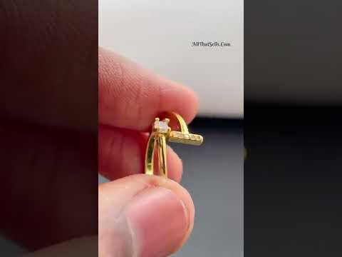 Initial Letter Cubic Zirconia Gold Copper Free Size Ring Women Bulk