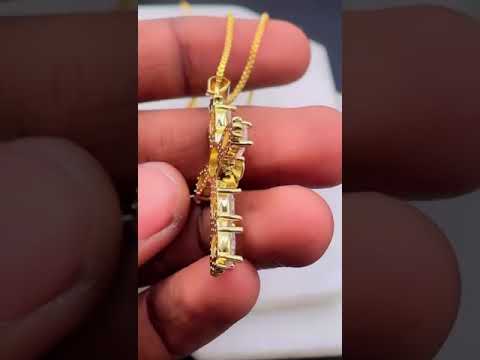 White Evil Eye Cross Jesus CZ 18K Gold Copper Pendant Chain Bulk