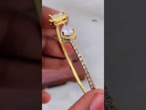 Emerald Drop Cubic Zirconia 18K Gold Copper Open Cuff Bangle Bulk