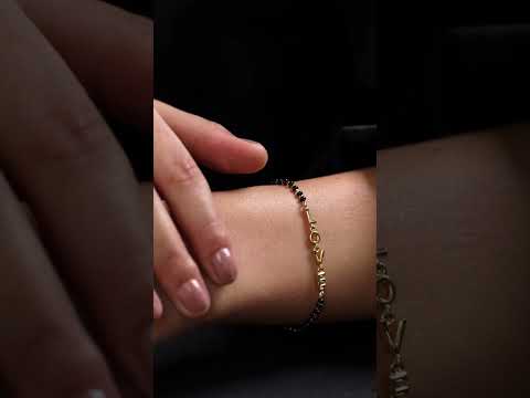 Copper Love Heart Black Beads Gold Hand Mangalsutra Bracelet Bulk