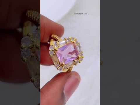 Copper Blue Sapphire Baguette CZ 18K Gold Free Size Ring Bulk