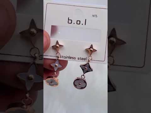 Clover Flower Mother Of Pearl Rose Gold Dangler Earring Pair Bulk