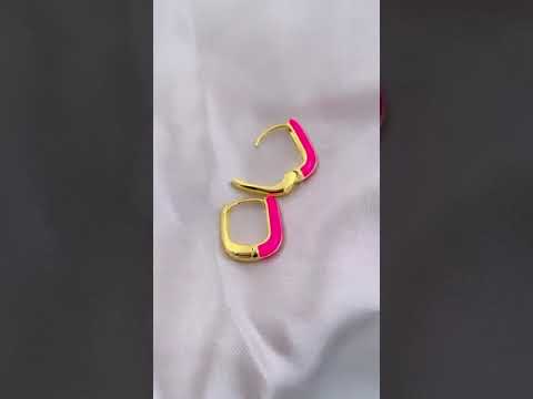Enamel 18K Gold Copper Rectangle Hoop Stud Earring For Women Bulk
