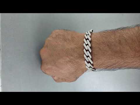 Curb Cuban Hip Hop Iced Out Links Silver Rhinestone Bracelet Men Bulk