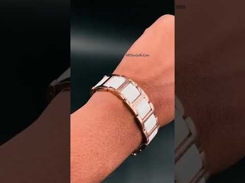 Tungsten Carbide Rose Gold White Ceramic Classic Bio Magnetic Bracelet