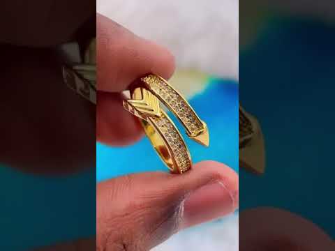 Wrap Around Arrow Cubic Zirconia Copper 18K Gold Free Size Ring Bulk
