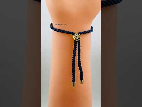 Evil Eye Copper Gold Blue Cubic Zirconia Thread Slider Bracelet Bulk