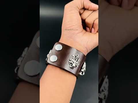 Tiger Funky Genuine Handcrafted Brown Leather Bracelet For Men Bulk