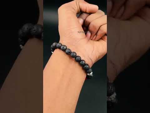 7 Chakra Reiki Hamsa Evil Eye Onyx Lava Beads Black Distance Bracelet