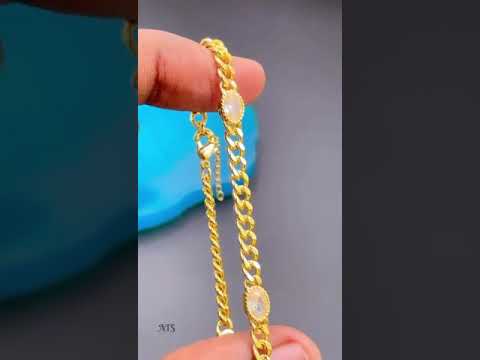 White Cubic Zirconia 18K Gold Curb Chain Bracelet For Women Bulk