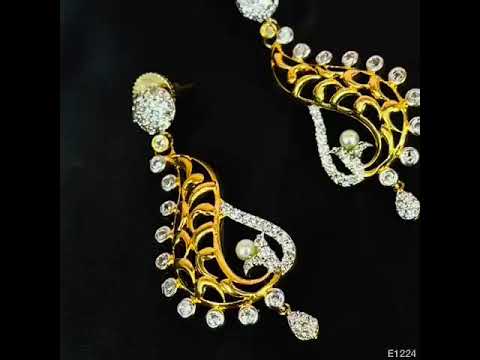 American Diamond Gold Gold-Plated Dangle & Drop Earring For Women