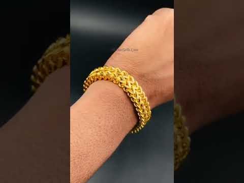 Stylish Wheat Glossy 18K Gold 316L Stainless Steel Bracelet Men Bulk
