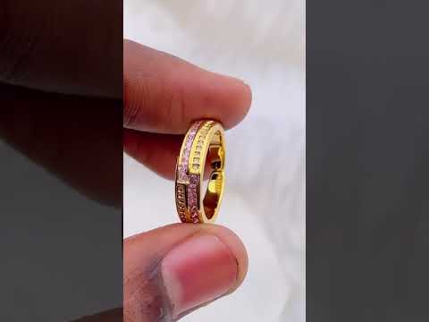 Ruby Red Copper Zig Zag Cubic Zirconia 18K Gold Open Back Ring Bulk